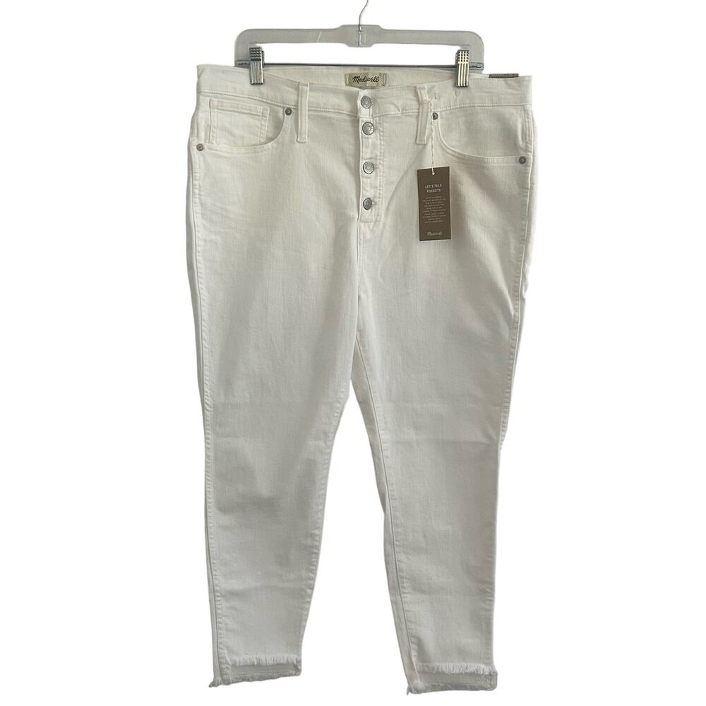 Madewell Women's Skinny Jeans 10" High Rise White Denim 36 Petite New Small Flaw
